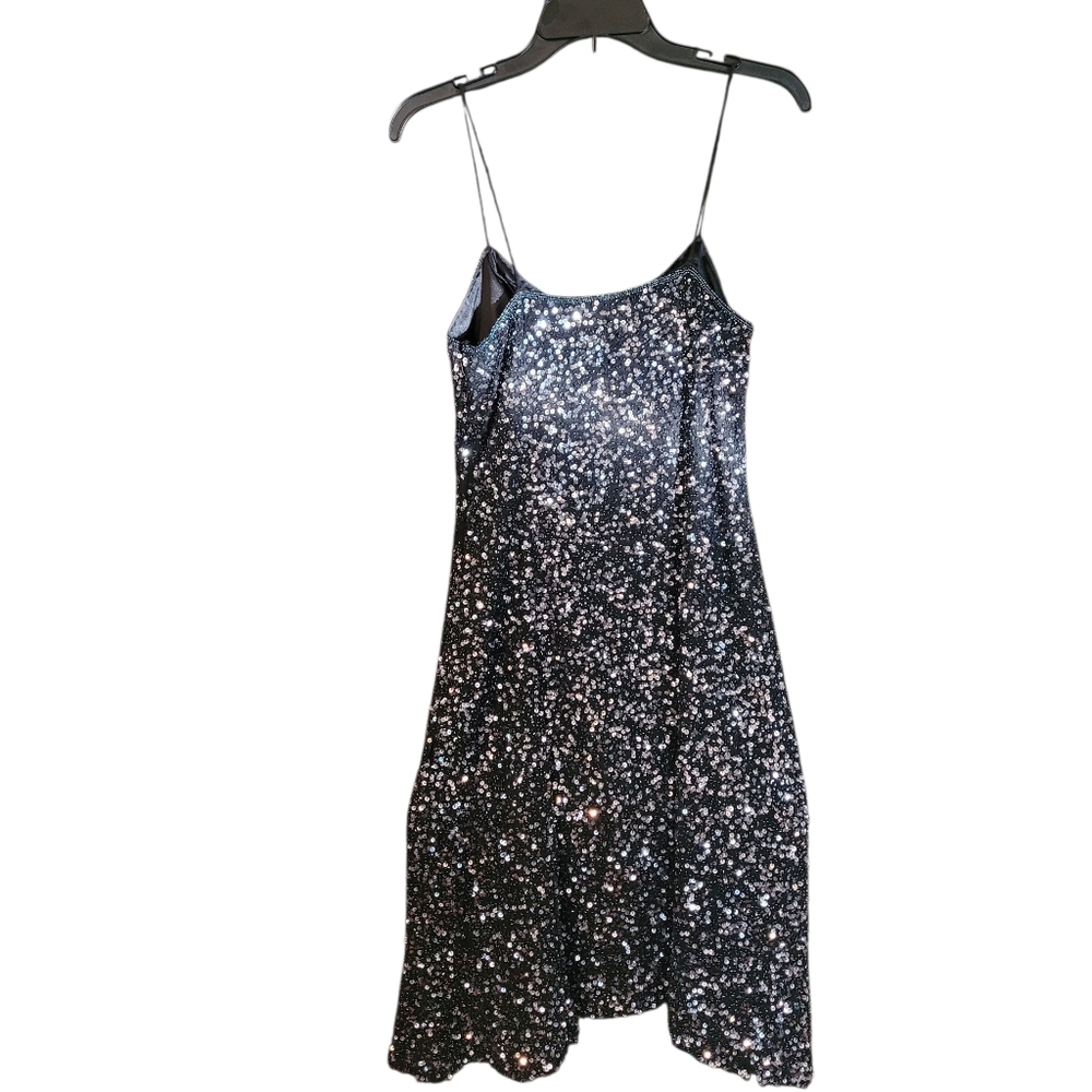 SCALA vintage sequin & beads black midi sheath dress - S.         G47